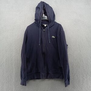 Lacoste Sport Jacket Mens Medium‎ Navy Blue Full Zip Sweatshirt Hoodie Pockets